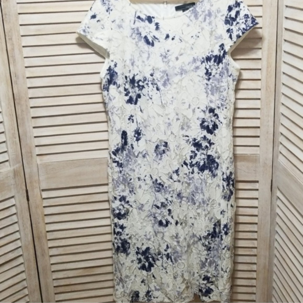 Blue and white floral lace dress, NWT